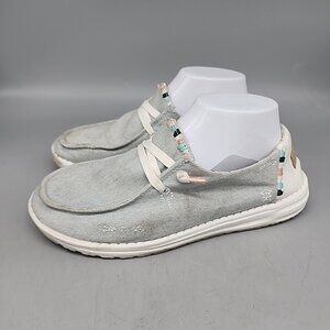 hey dude wendy size 8 Boho Light Denim Shoes Slip On Sneakers